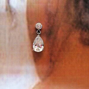 Silvertone Crystal Tear Drop Earrings